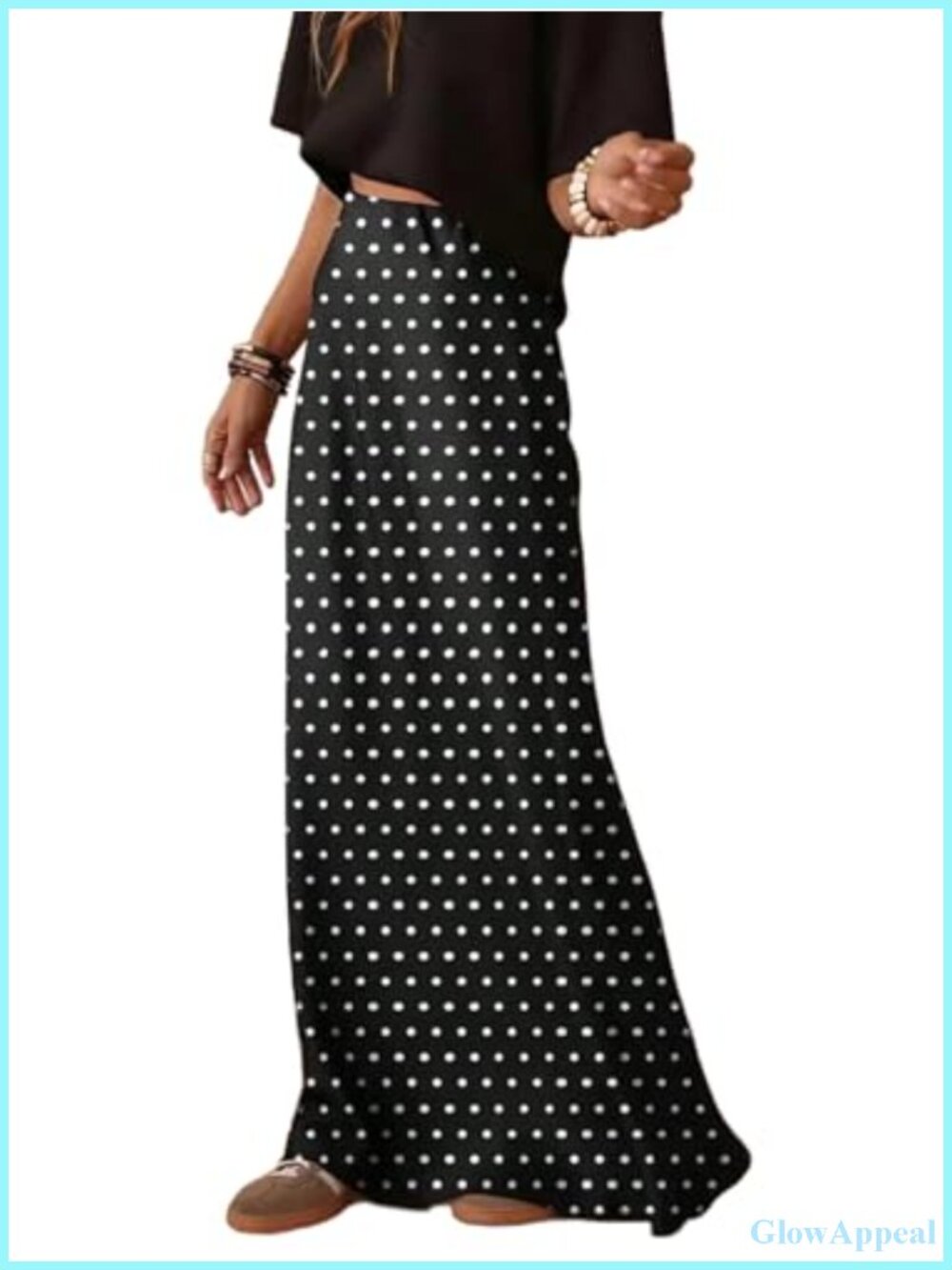 MakeMeChic Polka Dots Maxi Skirt A Line Flowy High Waisted Long Skirt